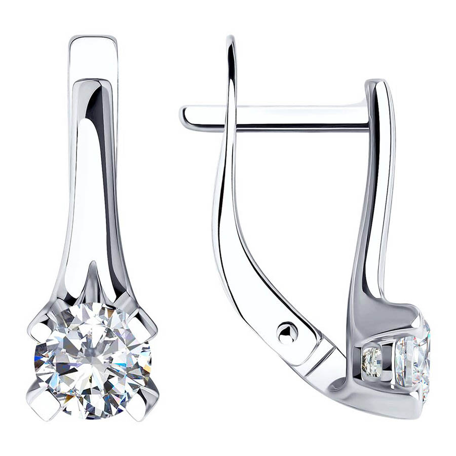 Серьги, золото, фианит, 52-120-00896-1